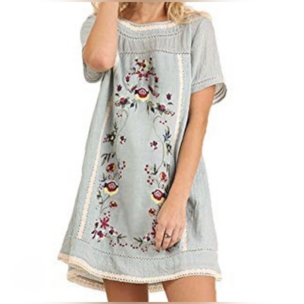 Umgee Floral Embroidered Dress